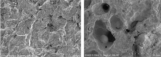 圖11-41 擴展區解理形貌 圖11-42 中心區域孔洞