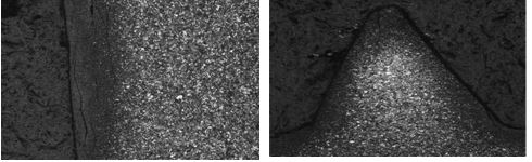 桿部基體組織+滲碳層組織及微裂紋螺紋組織+滲碳層組織及微裂紋50× 桿部基體組織+滲碳層組織及微裂紋螺紋組織+滲碳層組織及微裂紋50×