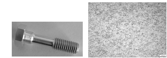 圖6-62 螺栓形貌實物形貌 圖6-63 7075螺栓半成品未熱處理金相組織 圖6-62 螺栓形貌實物形貌 圖6-63 7075螺栓半成品未熱處理金相組織