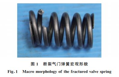 圖1 斷裂氣門彈簧宏觀形貌 圖1 斷裂氣門彈簧宏觀形貌